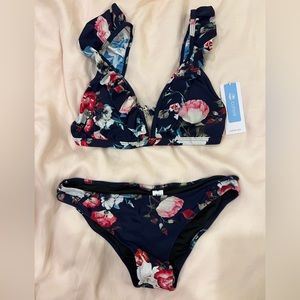 Ruffle top bikini set